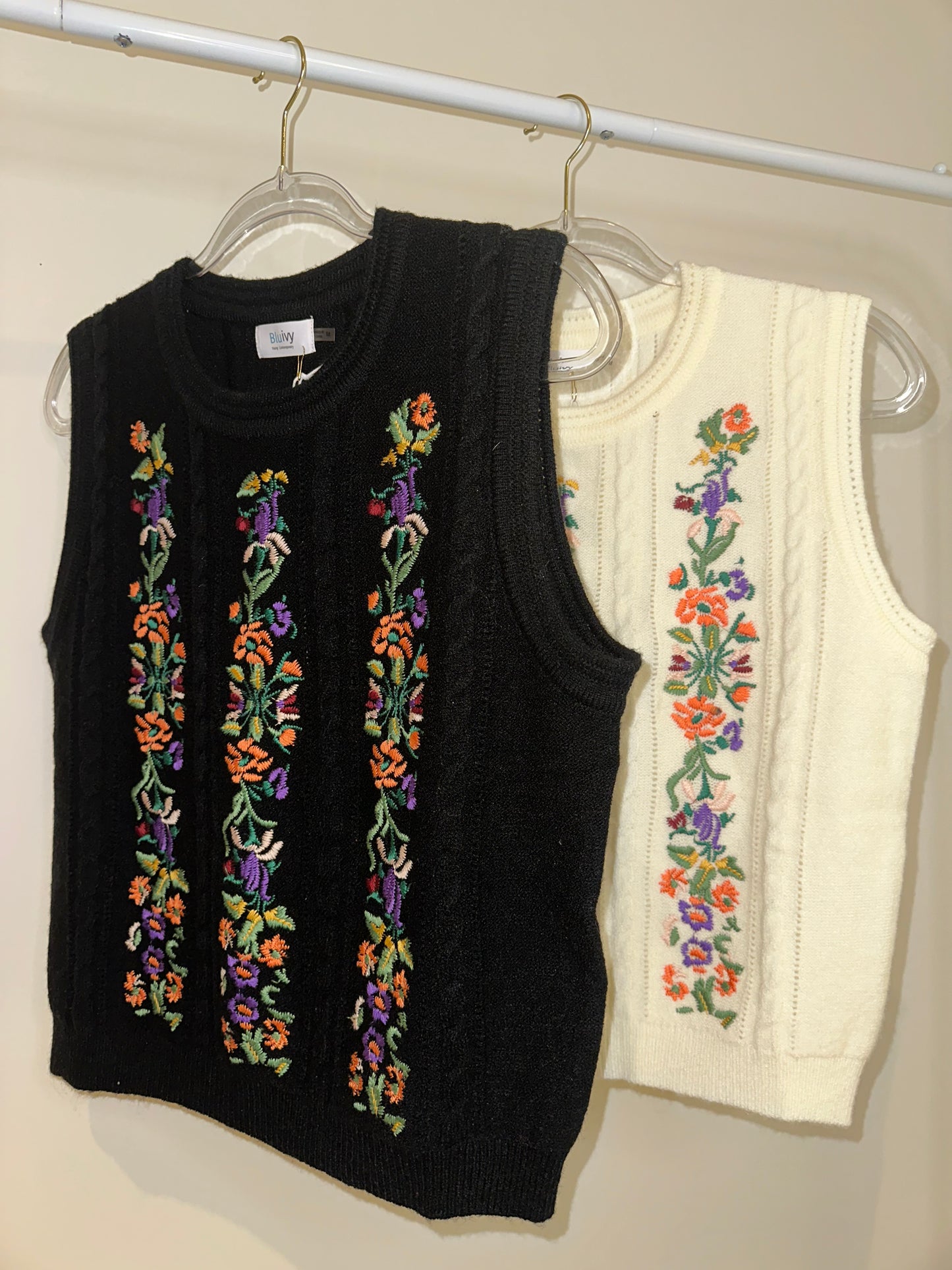 May Flowers Knit Tank - Black